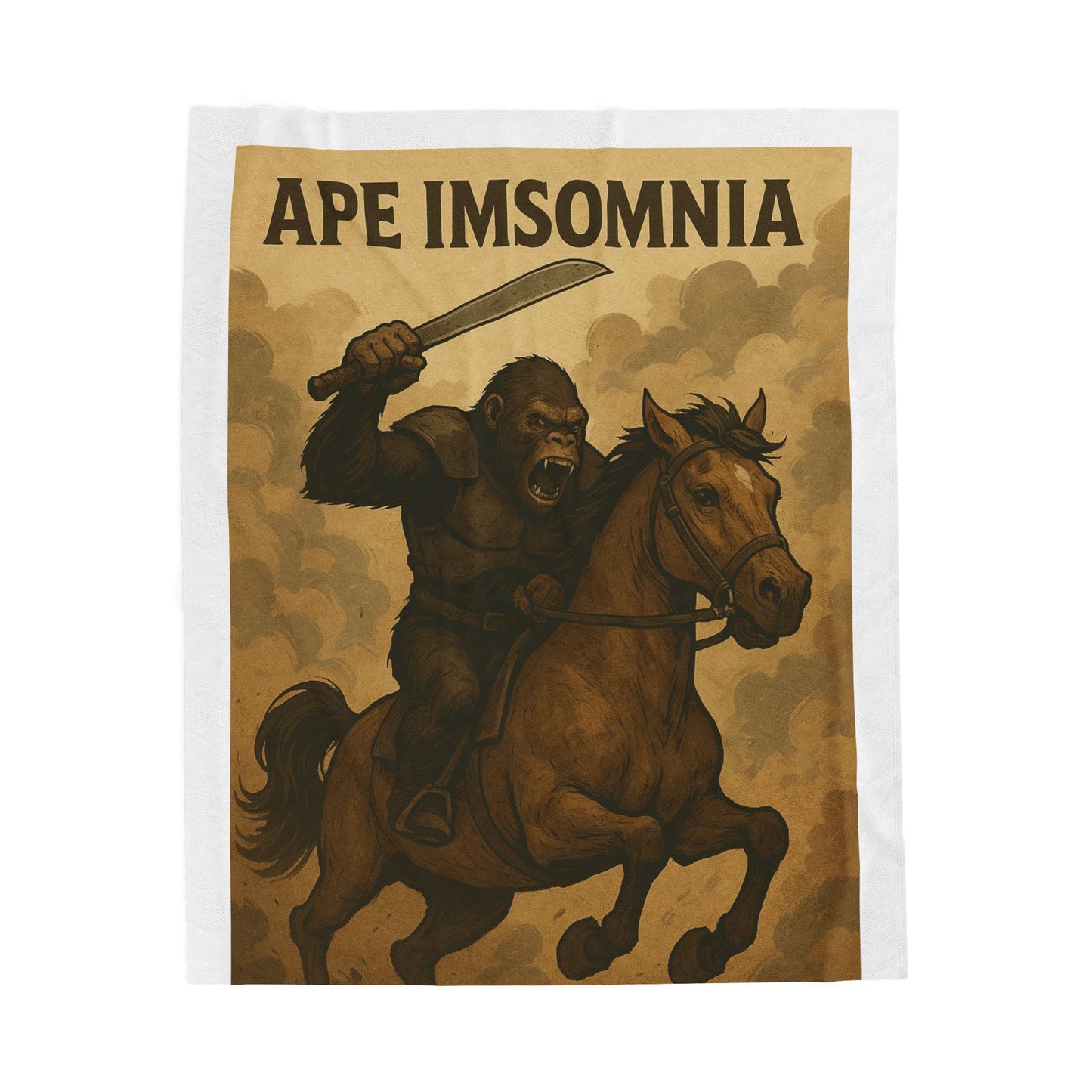 Ape Insomnia Velveteen Plush Blanket, Cozy Throw, Gift for Couch Lovers, Unique Home Decor, Perfect for Movie Nights, Fun Animal Gift