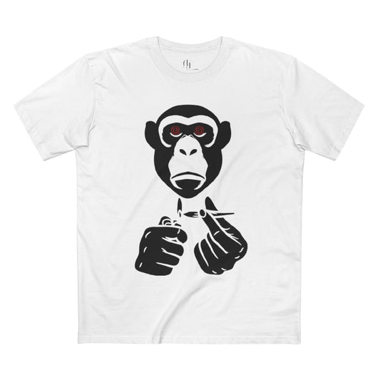 Cheeky Chimp Tee, Funny Adult Staple Tee, Unique Graphic T-Shirt, Casual Wear, Gift for Monkey Lovers, Humor Apparel, Quirky Style