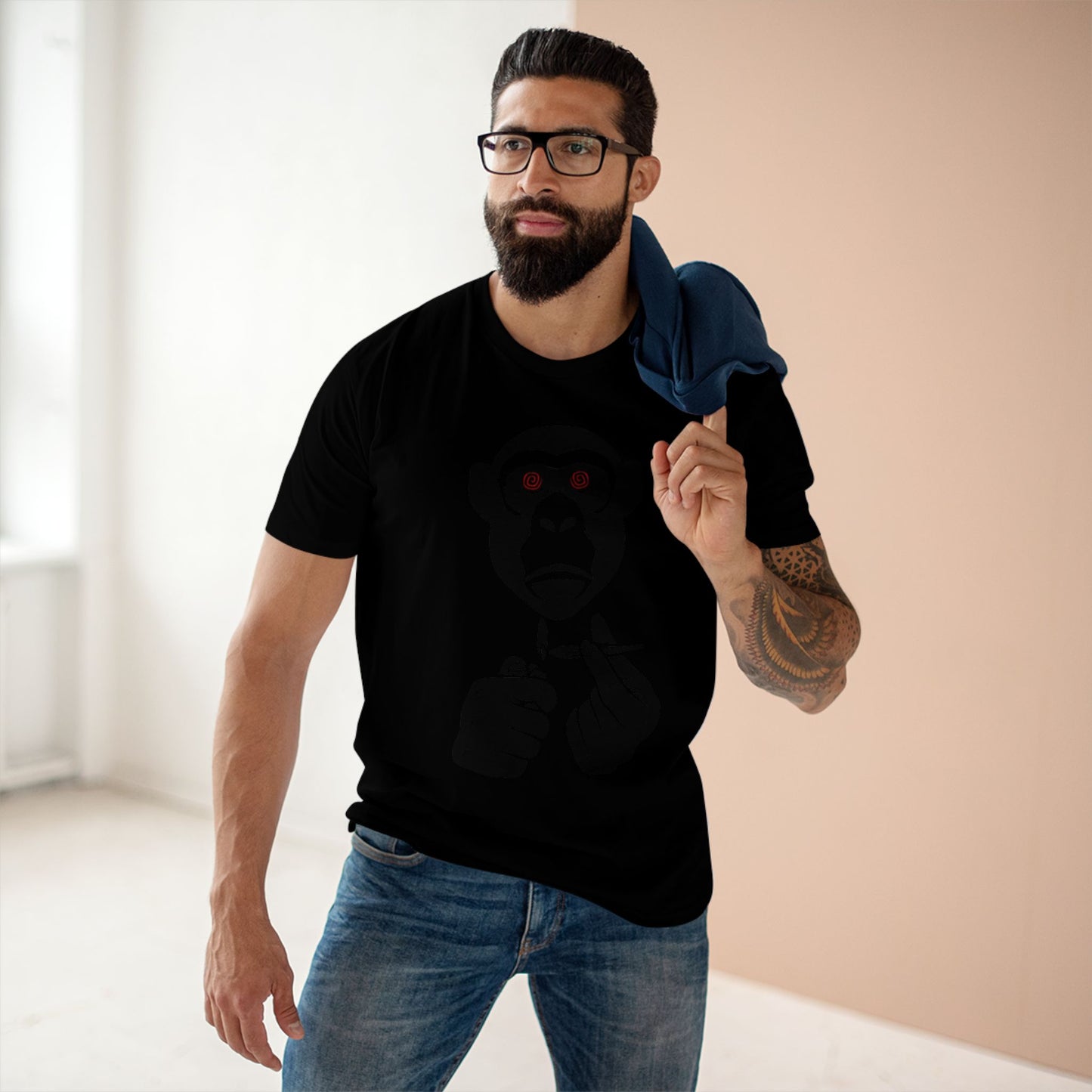 Cheeky Chimp Tee, Funny Adult Staple Tee, Unique Graphic T-Shirt, Casual Wear, Gift for Monkey Lovers, Humor Apparel, Quirky Style