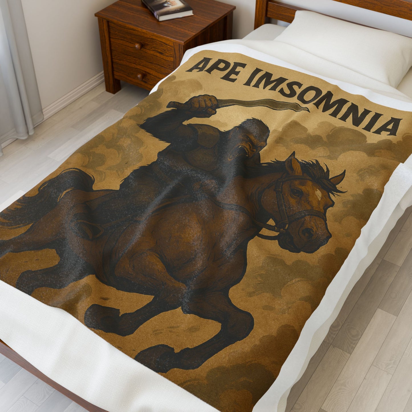 Ape Insomnia Velveteen Plush Blanket, Cozy Throw, Gift for Couch Lovers, Unique Home Decor, Perfect for Movie Nights, Fun Animal Gift